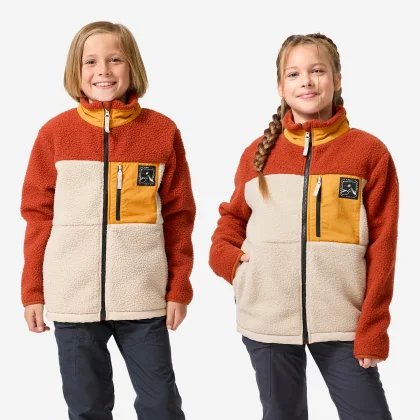 QUECHUA Detská fleecová sherpa mikina NH900 7-15 r. béžovo-hnedá 10-11 r (141-150 cm)