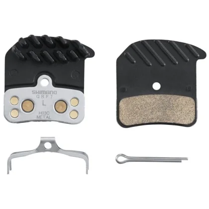 Shimano brzdové destičky H03C-MFA metal, s chladičem čtyřpístkové, v krabičce