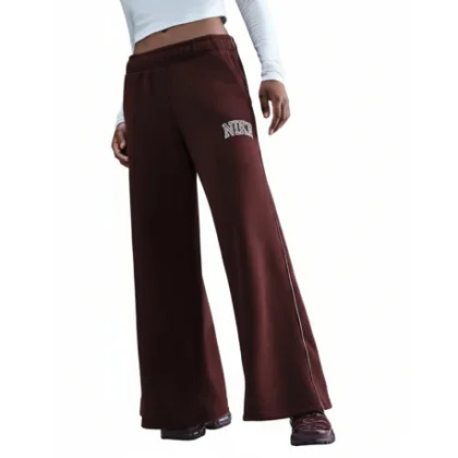 Dámske tepláky NIKE W NSW PHNX FLC LOGO WIDE LEG BURGUNDY CRUSH