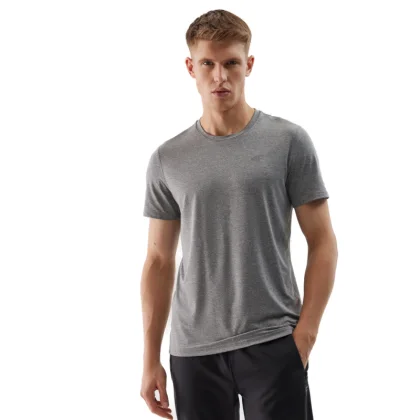 Férfi rövid ujjú edzőpóló 4F TSHIRT FNK-WSS24TFTSM599-27M-COLD LIGHT GREY MELANGE