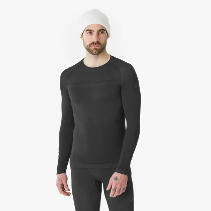 WEDZE Pánska lyžiarska spodná termobielizeň BL 500 Seamless hrejivá sivá XL-2XL