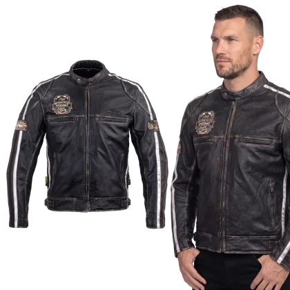 Pánska kožená moto bunda W-TEC Sheawen Vintage Farba čierna,