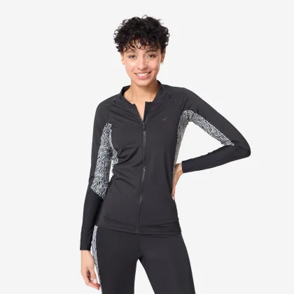 DECATHLON Dámske tričko s dlhými rukávmi aquagym Phoebe čierne L-XL