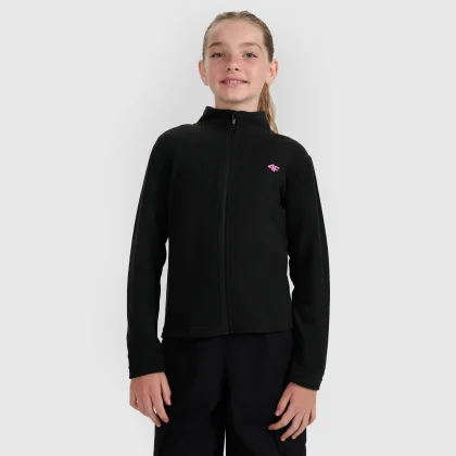 Dievčenský fleece s golierom slim - čierny