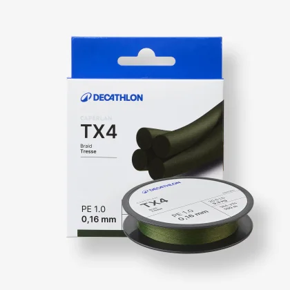 CAPERLAN Splietaná šnúra na prívlač 4 vlákna TX4 kaki 20/100 - 300 m