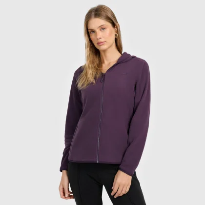 Dámsky slim fleece s kapucňou - fialový