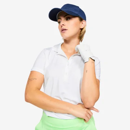 INESIS Dámska golfová polokošeľa WW500 s krátkym rukávom biela 2XL