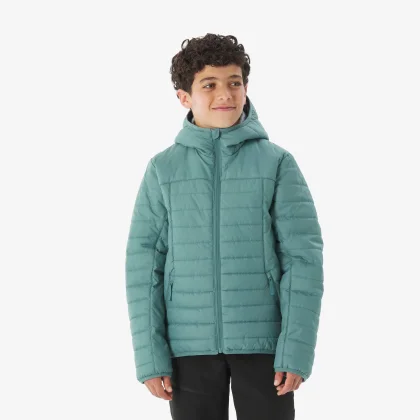 QUECHUA Detská prešívaná bunda MH100 7-15 r. zelená 7-8 r (123-130 cm)