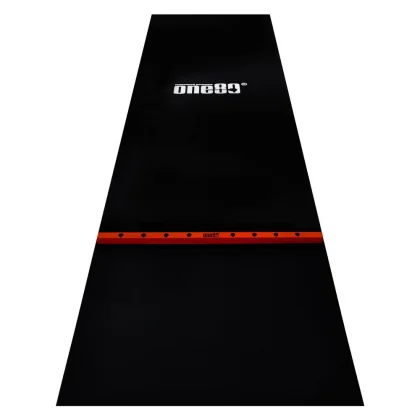 Gumený koberec s červenou hranicou hodu ONE80 300×90cm, čierny