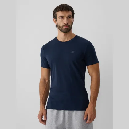 T-shirt slim hladký pánsky - tmavomodrý