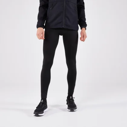 KIPRUN Pánske bežecké legíny Run 100 Warm hrejivé čierne XL (W39 L34)