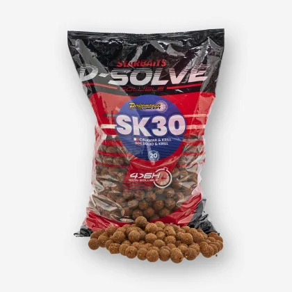 STARBAITS Boilies na lov kapra SK30 D-Solve 2.5kg bez