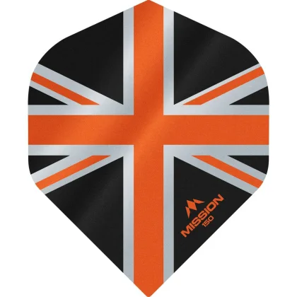 Letky na šípky Mission Alliance, Union Jack, No2, 150 micron, čierne, oranžové