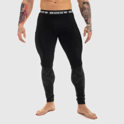 Pánske legíny Iron Aesthetics Black Camo