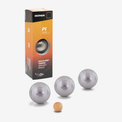DECATHLON 3 súťažné petangové gule Pi, polo-mäkké, nehrdzavejúca oceľ 73 mm 690 hladká