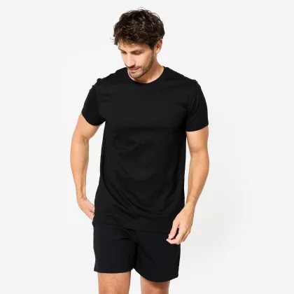 DOMYOS Pánske tričko na fitnes 100 Sportee čierne 2XL