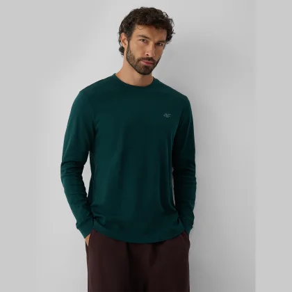 Regular hladký longsleeve pánsky - zelený