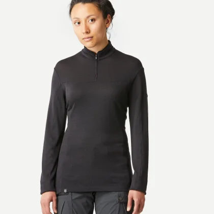 SIMOND Dámske merino tričko MT500 s dlhým rukávom a golierom na zips XS