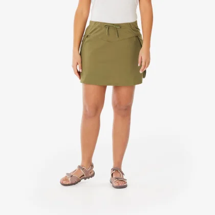 QUECHUA Turistická šortková sukňa NH500 olivovozelená 3XL