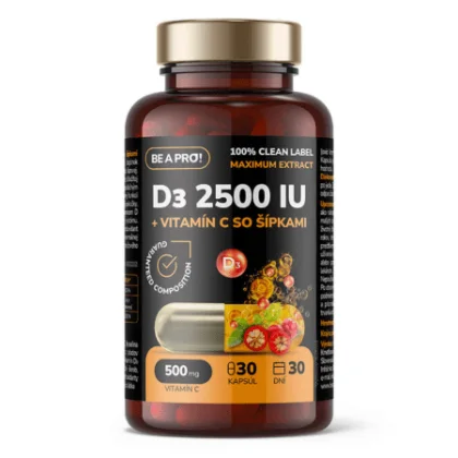 BE A PRO! D3 2500 IU + Vitamín C so šípkami 30 kapsúl