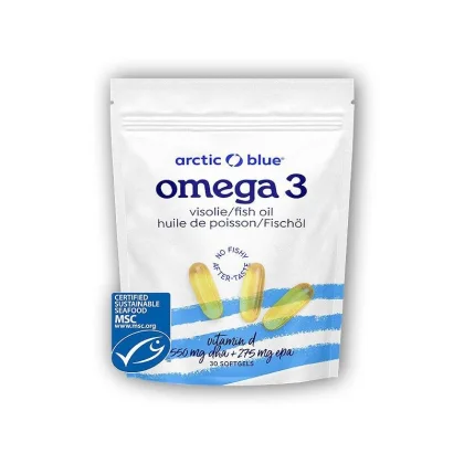 Arctic blue Omega 3 30 kapslí (550mg DHA, 275mg EPA Vitamin D 400IU) původ Aljaška