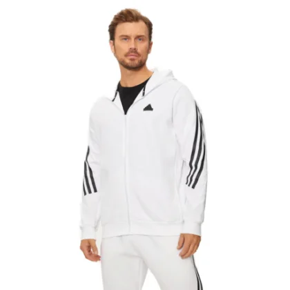 Pánska mikina so zipsom ADIDAS M FI 3S FZ-JJ4158-White