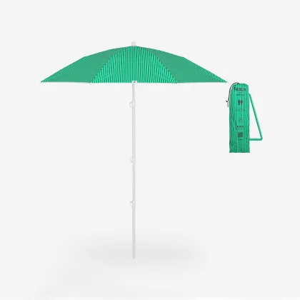 DECATHLON Plážový slnečník PARUV Stripes s UV ochranou pre 2 osoby zelený bez