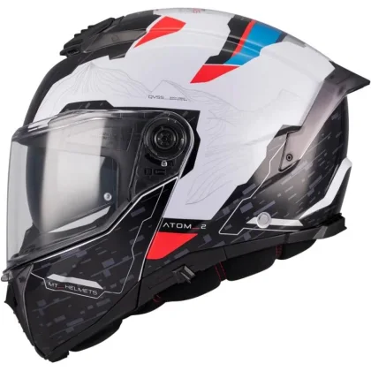 MT Helmets Atom 2 SV Highlands A7 černo-bílo-modro-červená