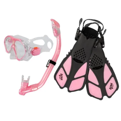 Acra Šnorchlovací set 3 v 1, DĚTSKÝ, RŮŽOVÝ, obsahuje masku, ploutve a šnorchl