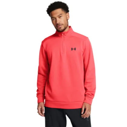 Pánska zateplená tréningová mikina s 1 2 zipsom UNDER ARMOUR UA Armour Fleece 1 4 Zip-RED