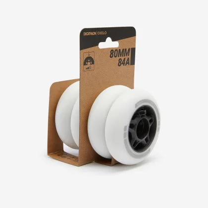 OXELO 4 kolieska na fitness inline korčule Fit 80 mm 84 A biele bez