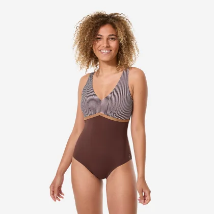 DECATHLON Dámske jednodielne plavky Rosy na aquafitness hnedé M