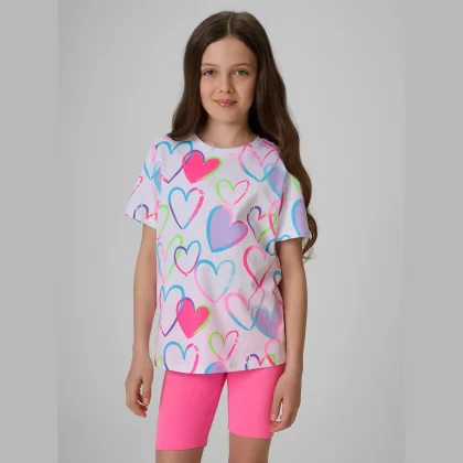 T-shirt regular s potlačou dievčenský - multicolor