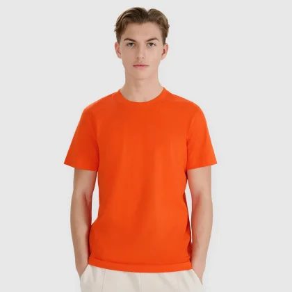 Pánské tričko regular s potiskem - oranžové