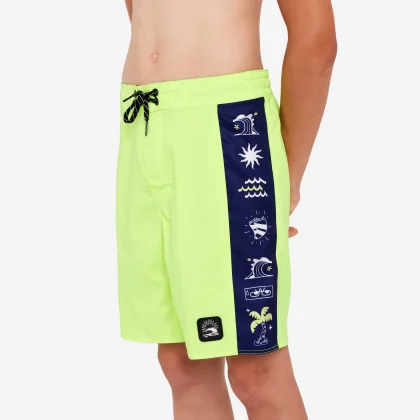 DECATHLON Chlapčenské boardové šortky 900 Band žlté 10-11 r (141-150 cm)