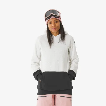 DREAMSCAPE Dámska snowboardová mikina 100 hrejivá béžovo-čierna XL