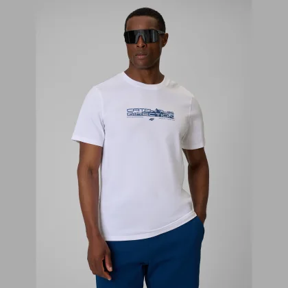 T-shirt regular s potlačou pánsky - biely
