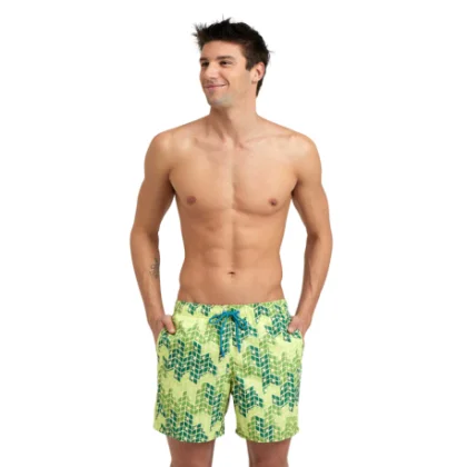 Pánské plavky ARENA MENS BEACH BOXER ALLOVER-610-soft green multi