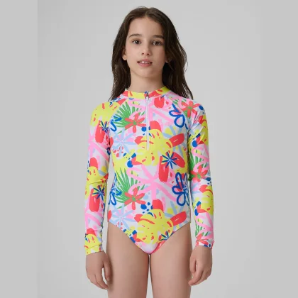 Dievčenské jednodielne plavky s ochranou UPF50+ - multicolor