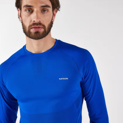 KIPRUN Pánske bežecké tričko Run 500 bezšvové indigo-modré S