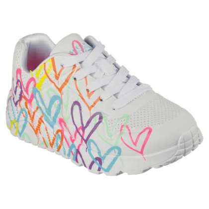 Lány szabadidőcipő SKECHERS Uno Lite Spread The Love K white