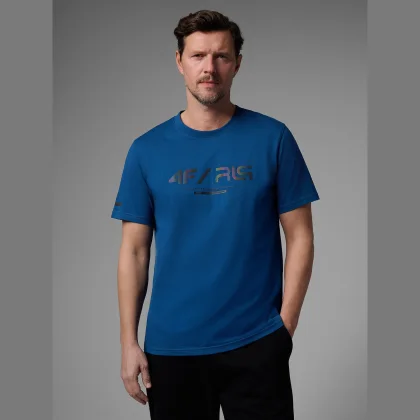 T-shirt regular s potlačou pánsky 4F x Robert Lewandowski - tmavomodrý