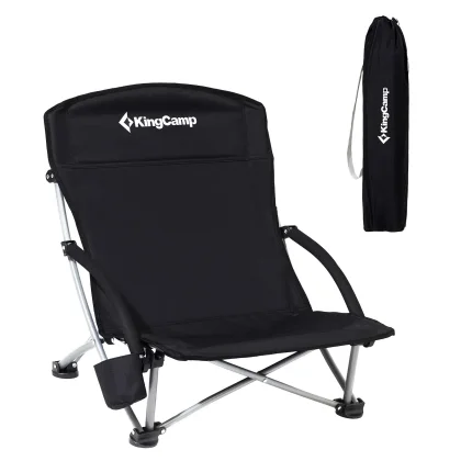 Kemping skladacia stolička KING CAMP Deluxe s opierkami oceľ - čierna
