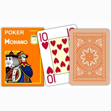 Pokrové karty Modiano CRISTALLO 100% plastové, oranžové