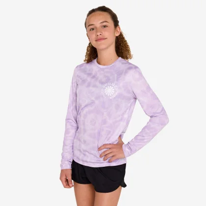 DECATHLON Detské tričko na surf s UV ochranou 100 Vibes fialové 12-13 r (151-160 cm)