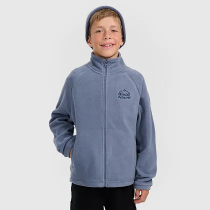 Chlapčenský regular fleece so stojačikom - tmavomodrý