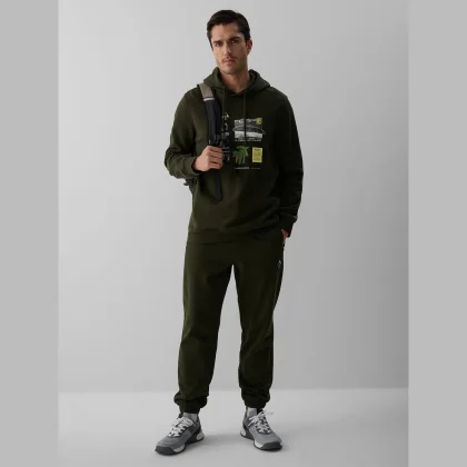 Teplákové nohavice joggery pánske - khaki