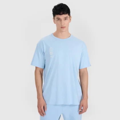 Pánské tričko oversize s potiskem - modré