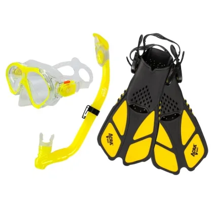 Acra Šnorchlovací set 3 v 1, DĚTSKÝ, ŽLUTÝ, obsahuje masku, ploutve a šnorchl