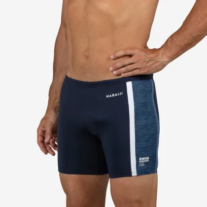 DECATHLON Pánske boxerkové plavky Yoko dlhé modro-biele S-M